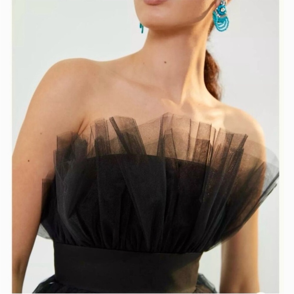 New Dance & Marvel Black Strapless Tulle Mini Dress size Small - Picture 3 of 11